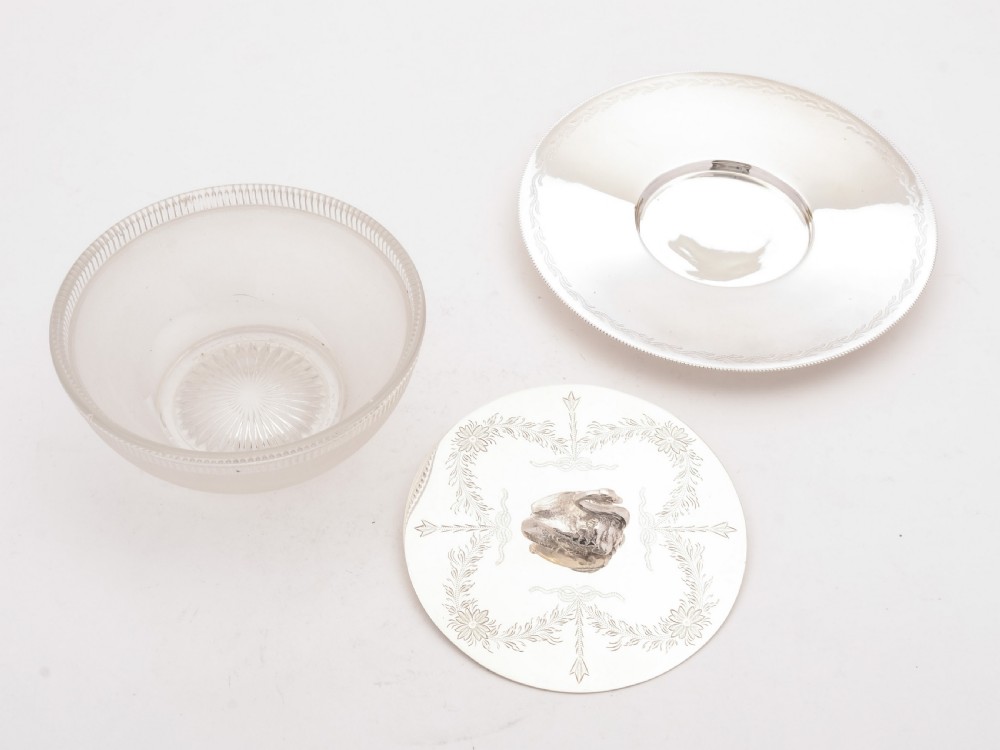 Gorgeous Victorian Glass and Silver Plated Butter Dish View III