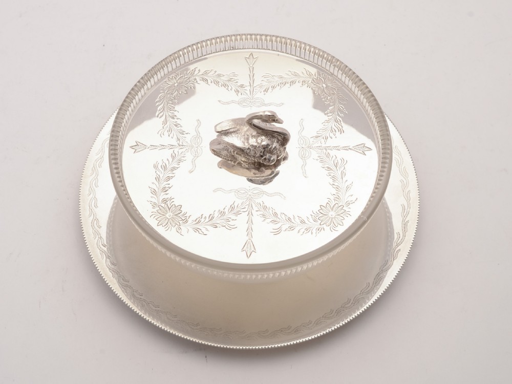 Gorgeous Victorian Glass and Silver Plated Butter Dish View VI