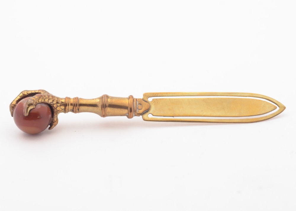 Nice Victorian Agate and Brass Bookmark, Circa 1880