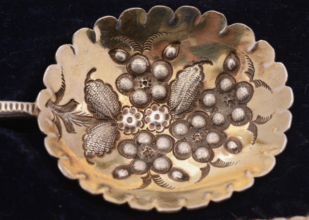 Wonderful Pair of Silver Plated and Mother of Pearl Jam Spoons, Circa 1900 View II