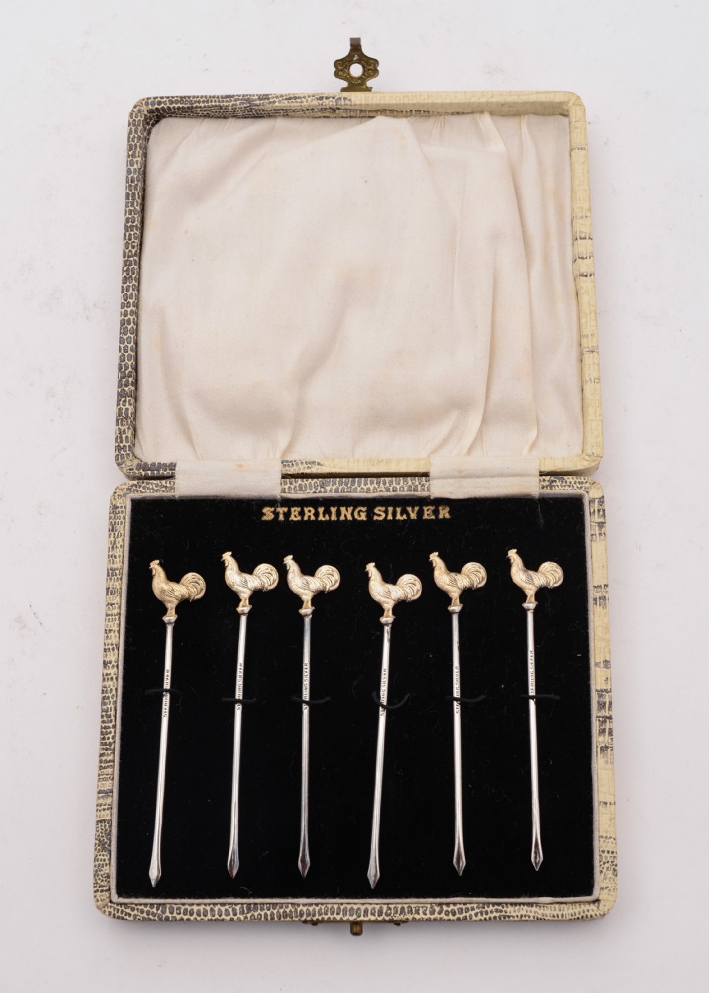Nice Boxed Set of 6 Sterling Silver Cocktail Sticks, Circa 1930