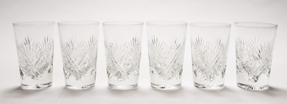Lovely Edwardian Set of 6 Cut Glass Tumblers, Circa 1905