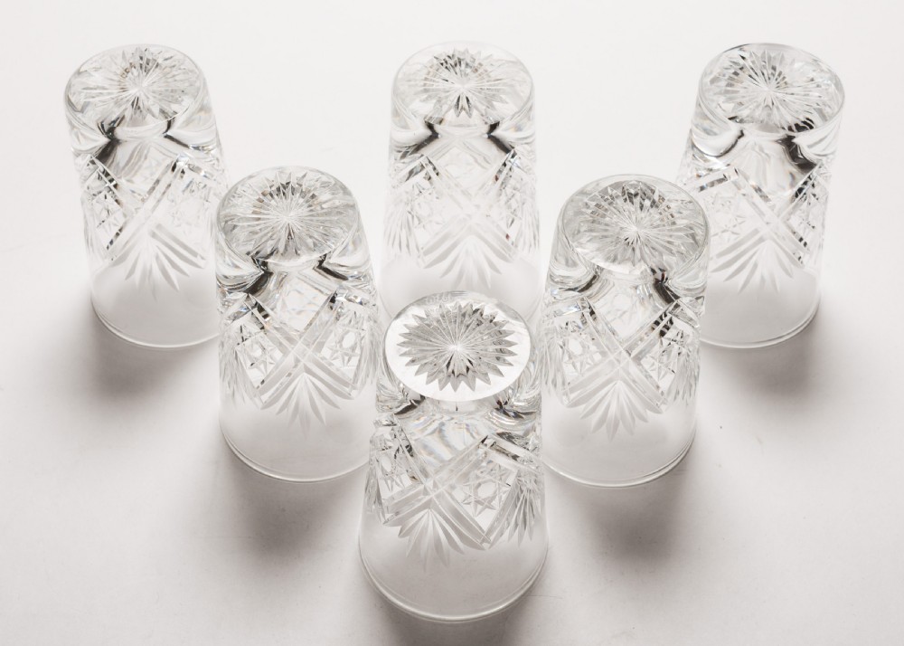 Lovely Edwardian Set of 6 Cut Glass Tumblers, Circa 1905 View II