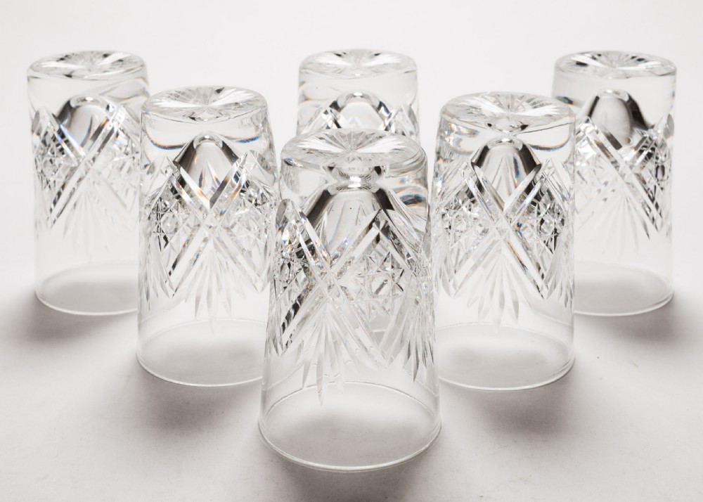 Lovely Edwardian Set of 6 Cut Glass Tumblers, Circa 1905 View III