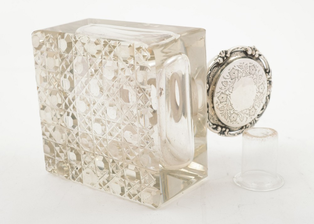 Good Large Edwardian Silver Topped  Ink Pot - Birmingham 1905 View VI