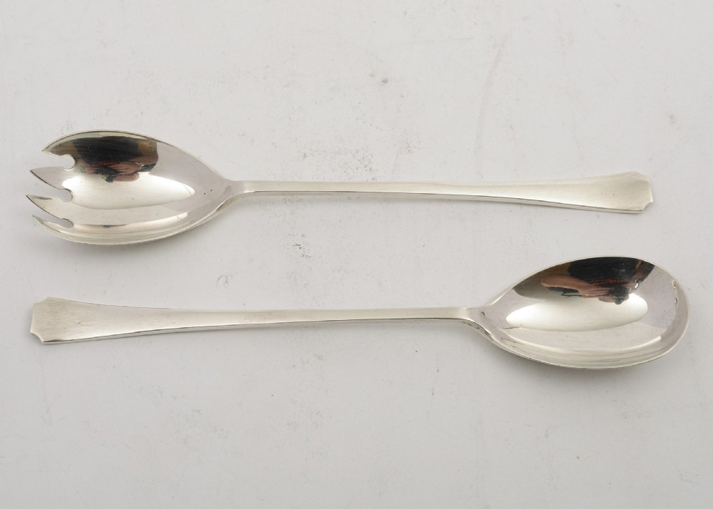 Nice Art Deco Silver Salad Servers - Sheffield 1935 View II