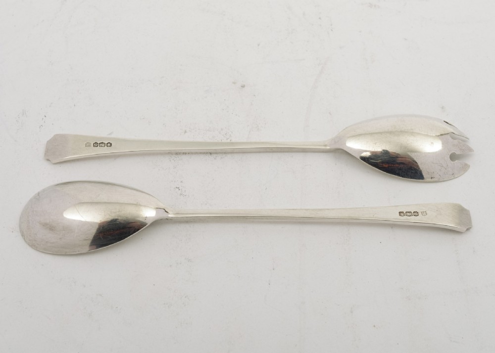 Nice Art Deco Silver Salad Servers - Sheffield 1935 View III