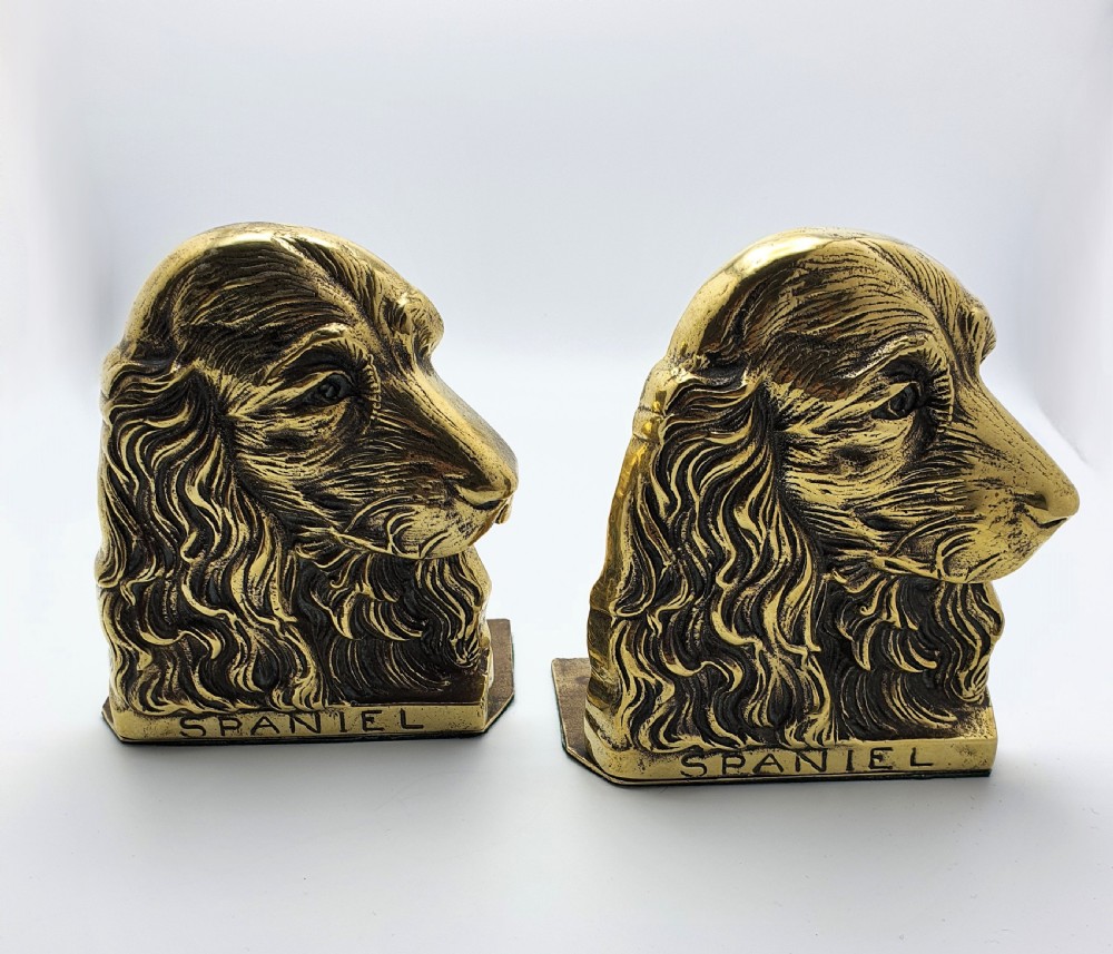 Edwardian Brass Spaniel Bookends – Antique Dog Book Rests - Circa 1910 View IV