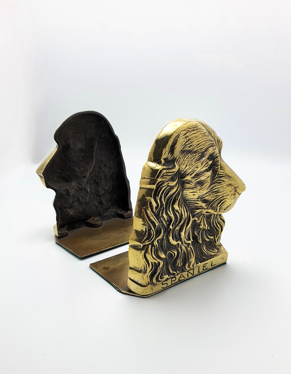 Edwardian Brass Spaniel Bookends – Antique Dog Book Rests - Circa 1910 View V