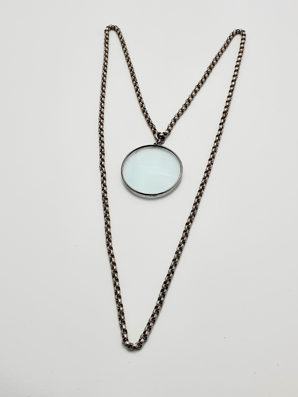 Stylish Silver Magnifying Glass on Chain – Magnifying Glass Necklace/ Pendant - circa 1950 View III
