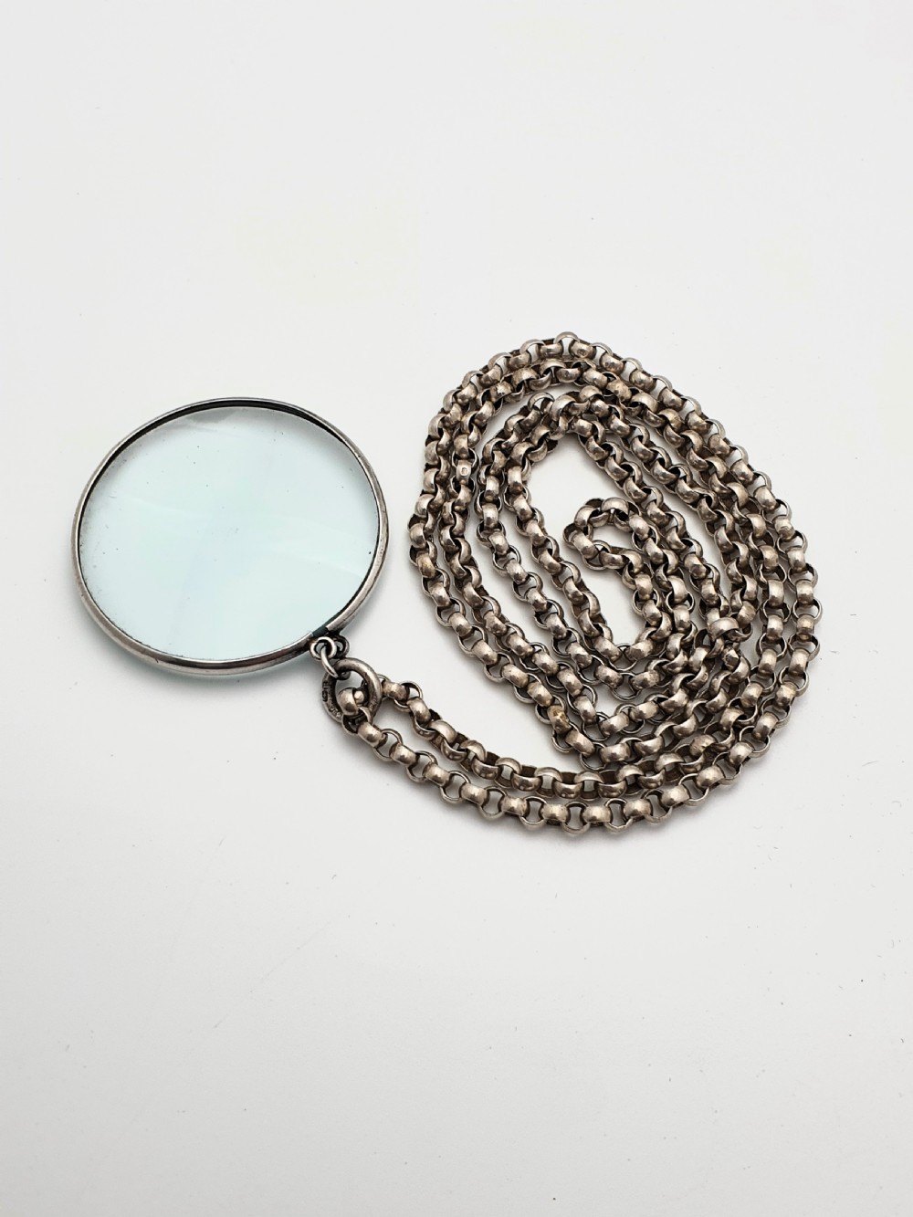 Stylish Silver Magnifying Glass on Chain – Magnifying Glass Necklace/ Pendant - circa 1950 View IV