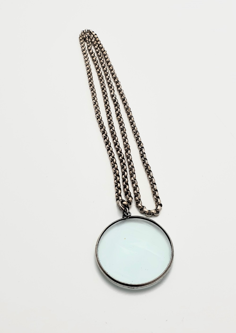 Stylish Silver Magnifying Glass on Chain – Magnifying Glass Necklace/ Pendant - circa 1950 View V