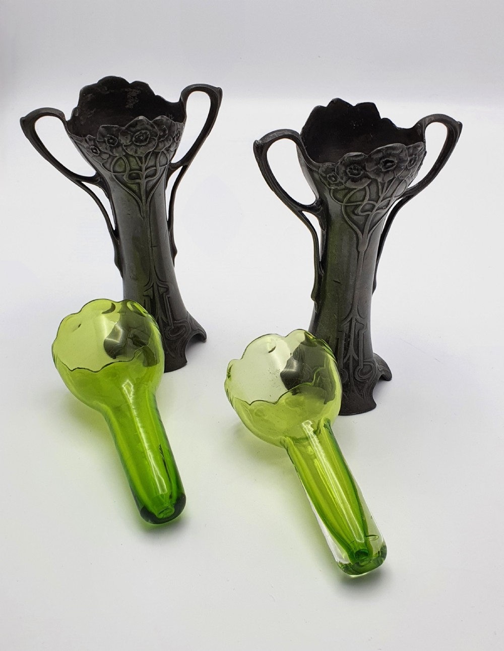 Charming Pair of WMF Pewter Vases – German Antique Flower Vase - Circa 1900 View IV