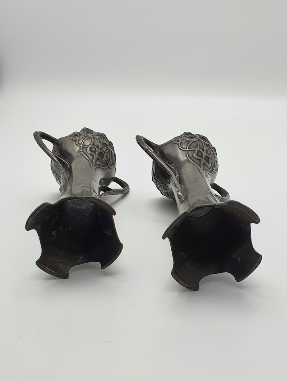 Charming Pair of WMF Pewter Vases – German Antique Flower Vase - Circa 1900 View V