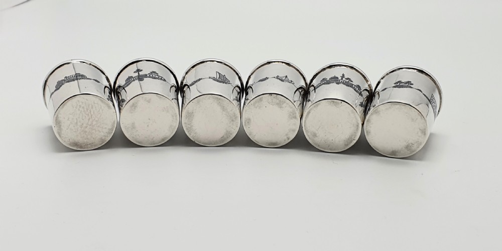 Fabulous Middle Eastern Silver set of cups on tray – circa 1920 View IX