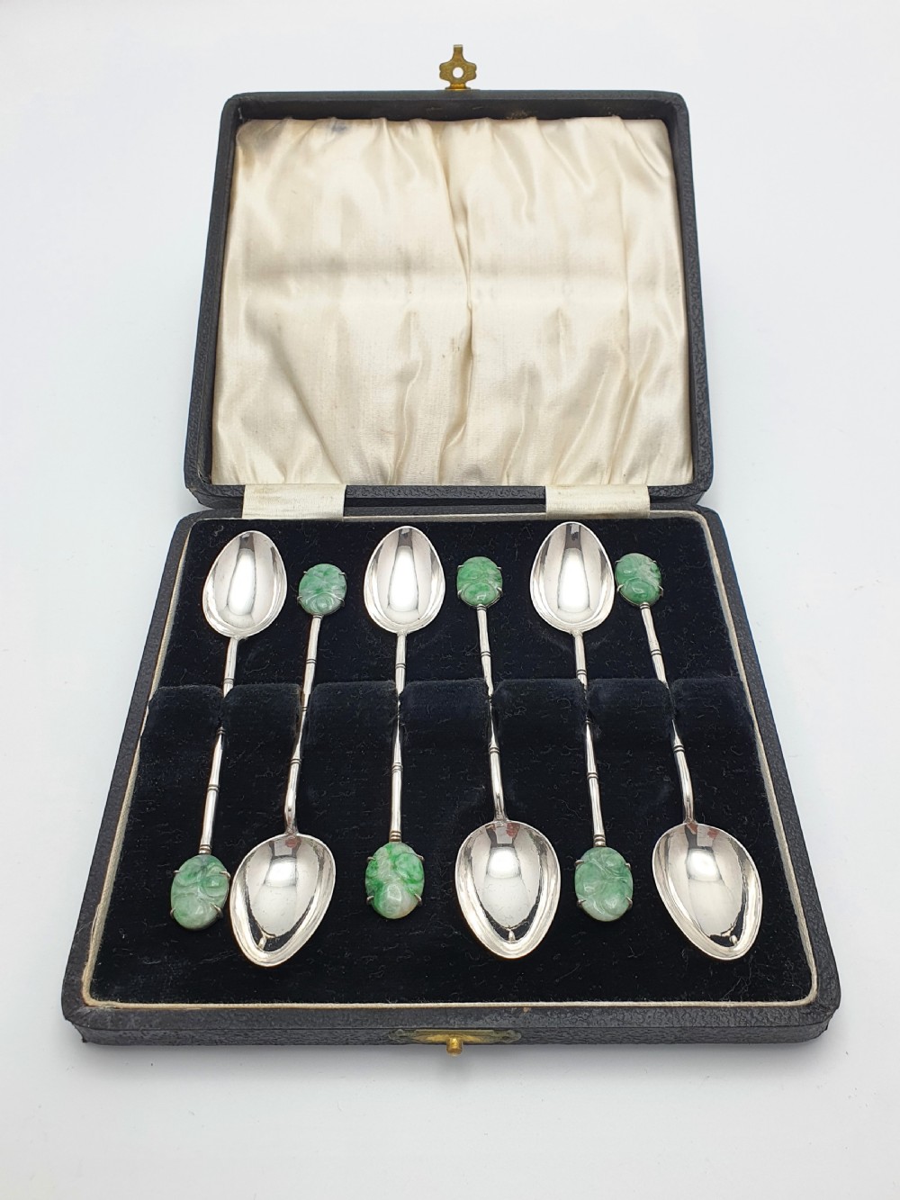 Pretty Hong Kong Jade and Silver Spoons – circa 1920