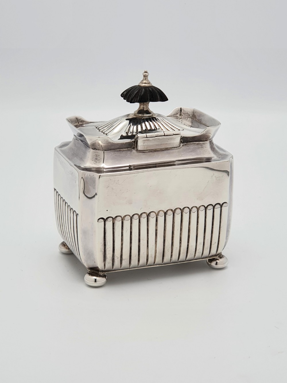 Pretty Victorian antique silver tea caddy – Sheffield 1883 View II