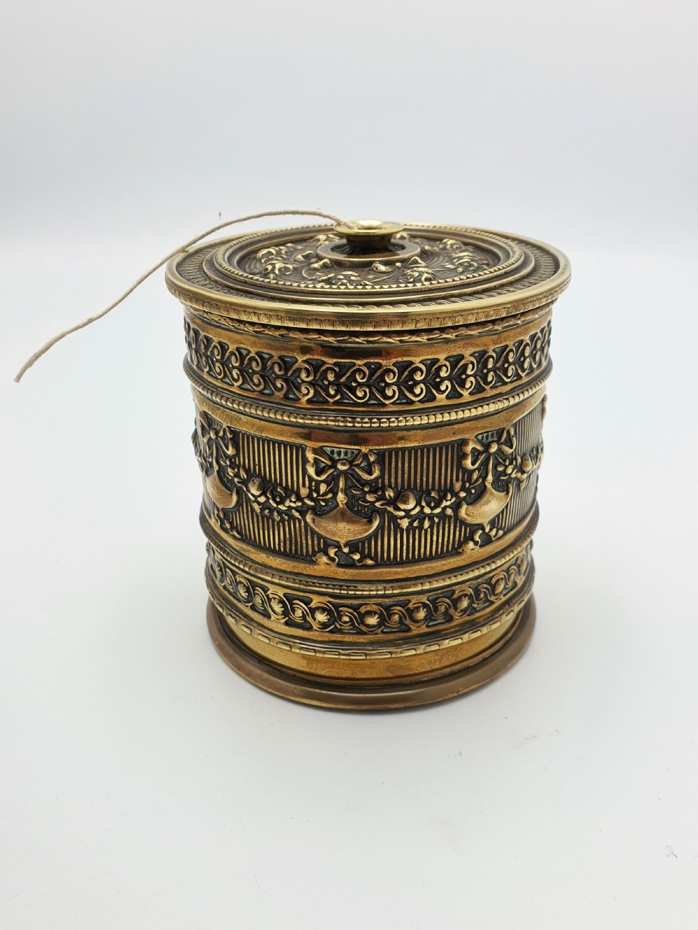 Good Victorian Embossed Brass String Box – circa 1880