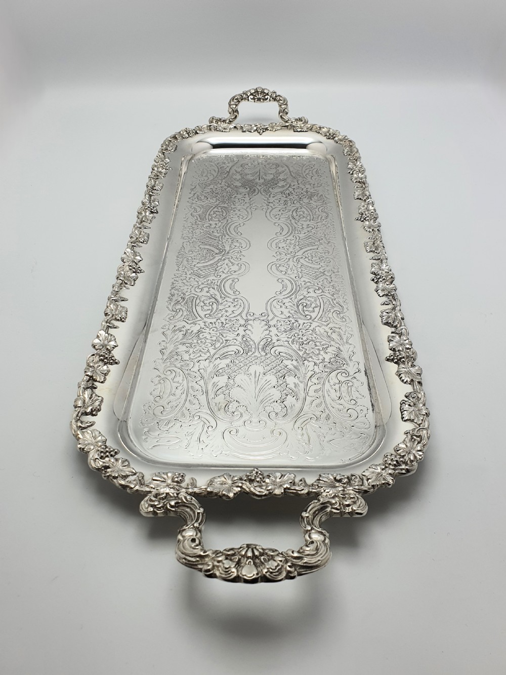Lovely antique Edwardian silver plated tray – circa 1905 View II