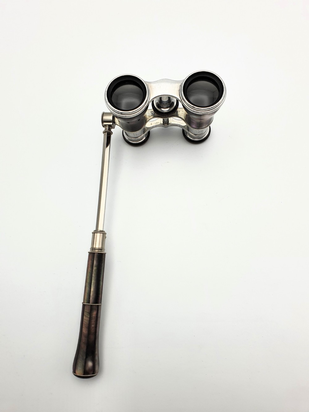 Stylish Aluminium and Mother of Pearl Extending Opera Glasses – circa 1920 View IV