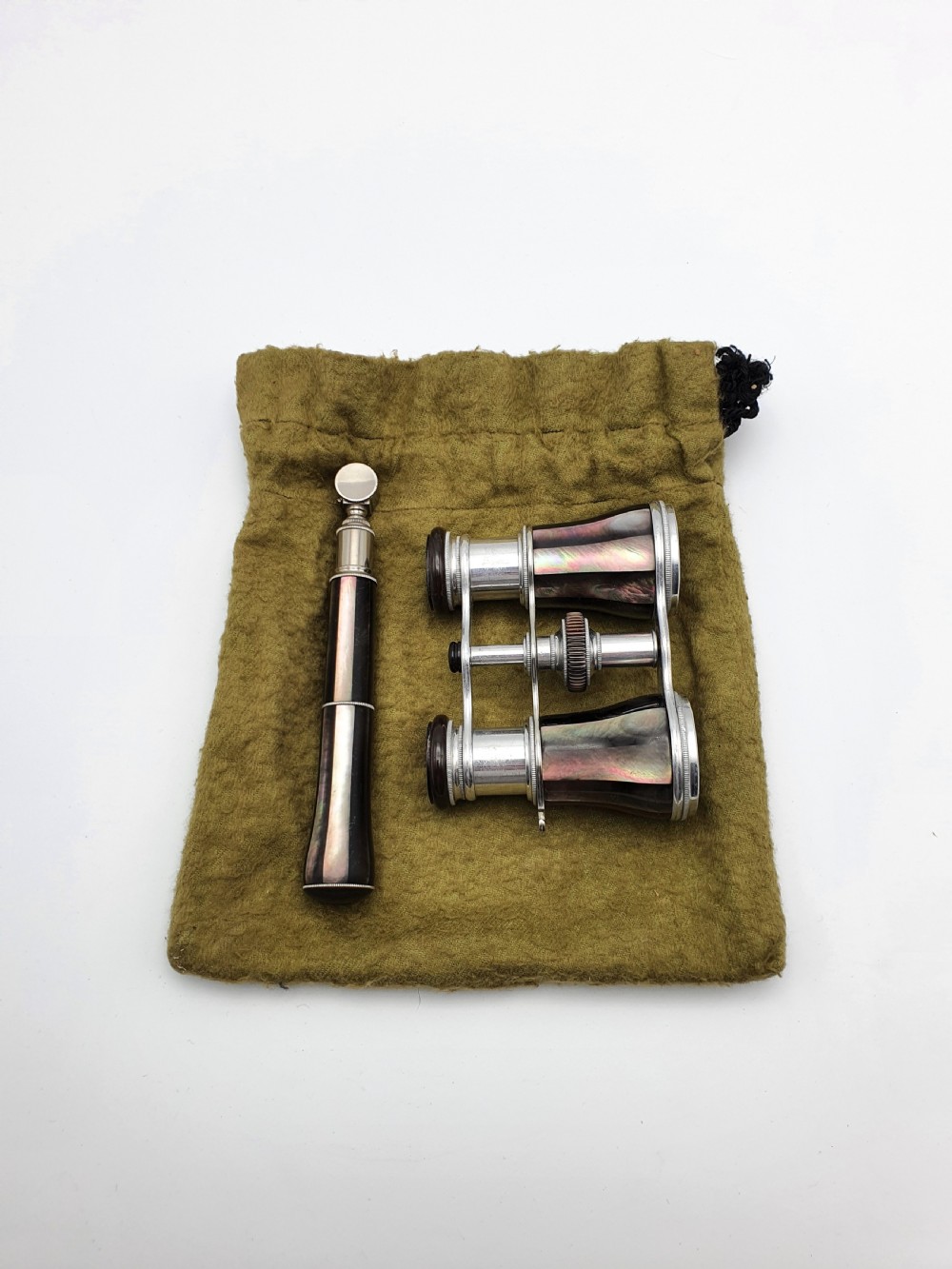Stylish Aluminium and Mother of Pearl Extending Opera Glasses – circa 1920 View XIII