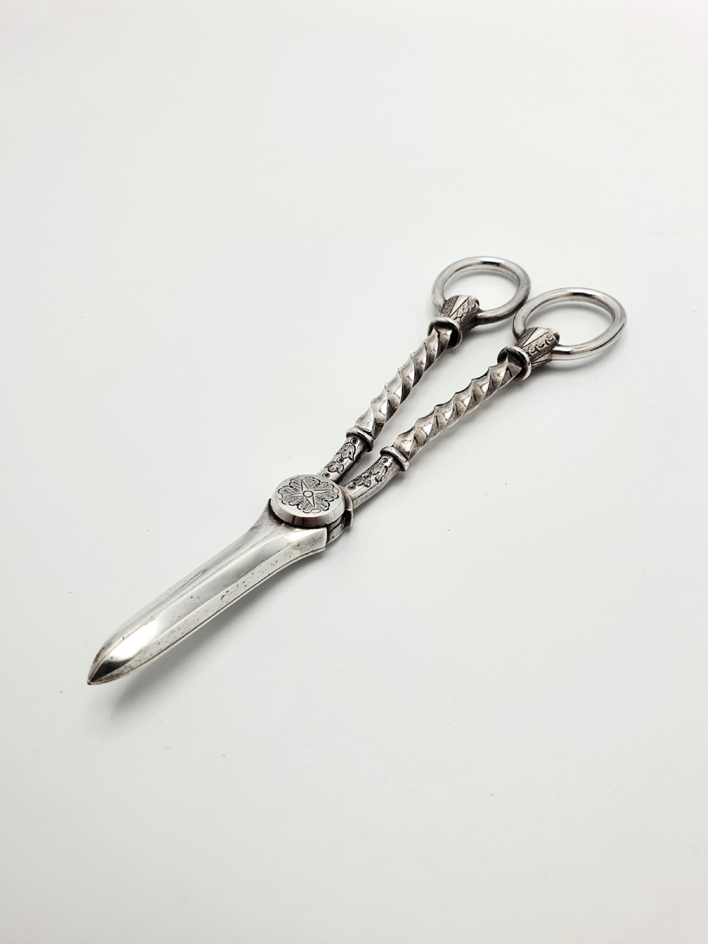 Lovely Pair of Cased Silver Plated Grape Scissors - English Antique - circa 1890 View IV