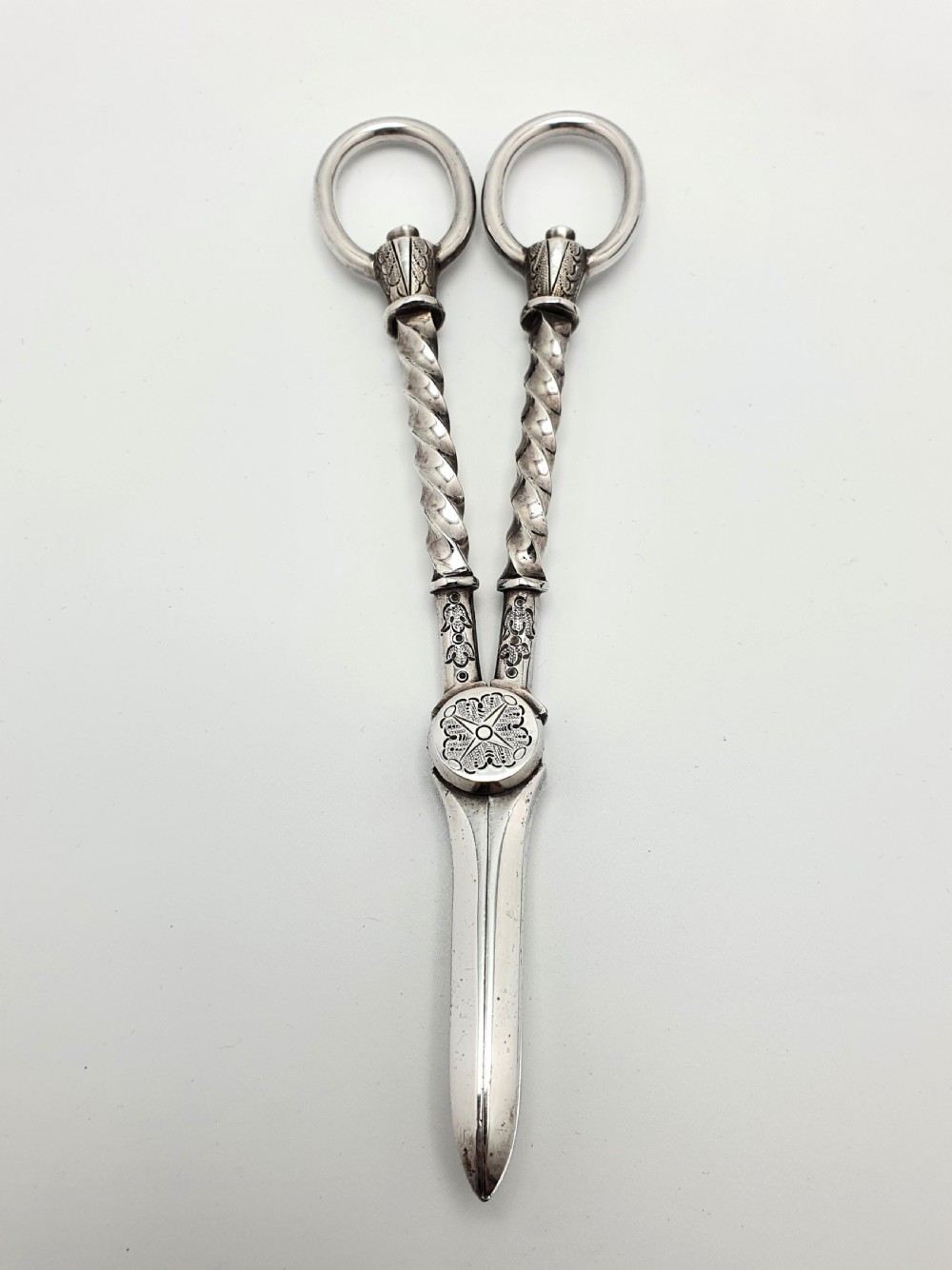 Lovely Pair of Cased Silver Plated Grape Scissors - English Antique - circa 1890 View VI