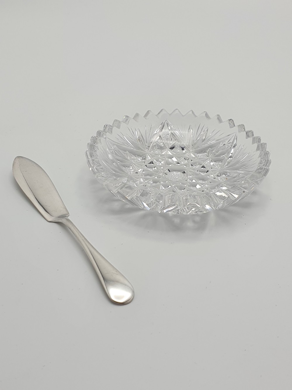 Fabulous silver and crystal butter set - English Antique - 1925 View V