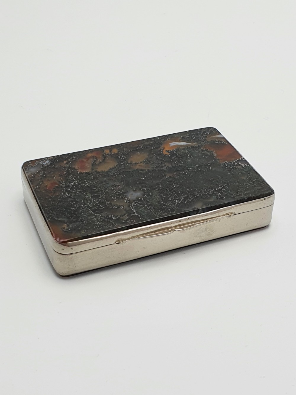 Pretty moss agate box – antique English trinket box - circa 1900 View III