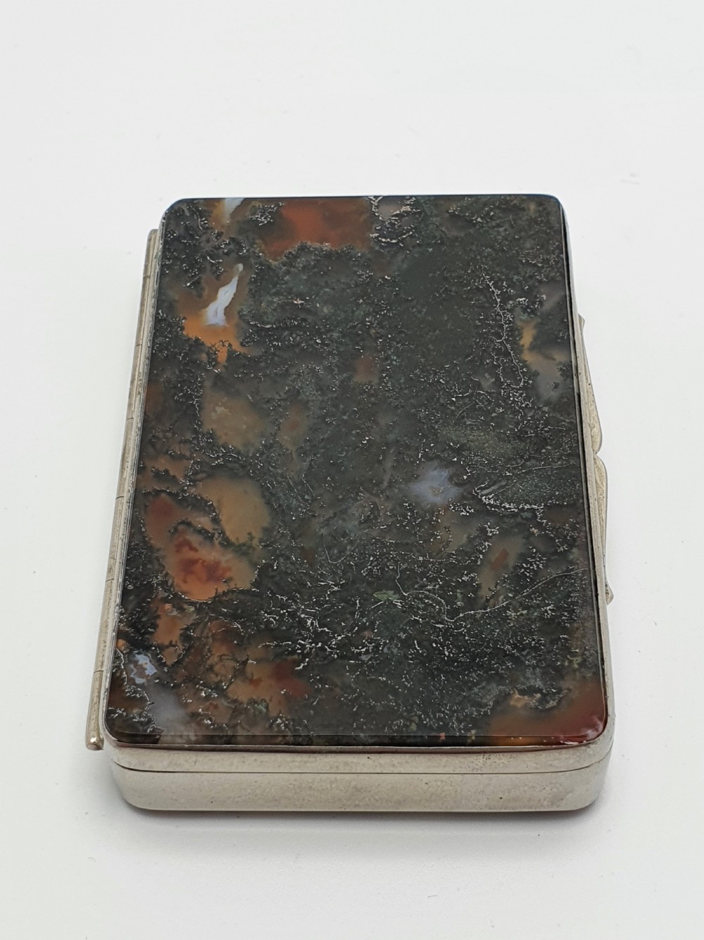 Pretty moss agate box – antique English trinket box - circa 1900 View IV