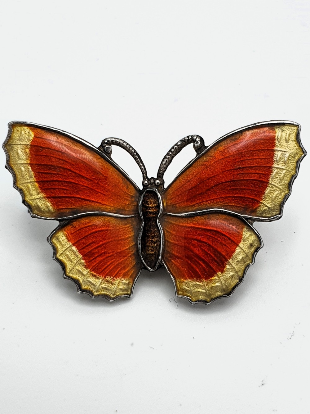 Beautiful silver and enamelled butterfly brooch – circa 1930 View II