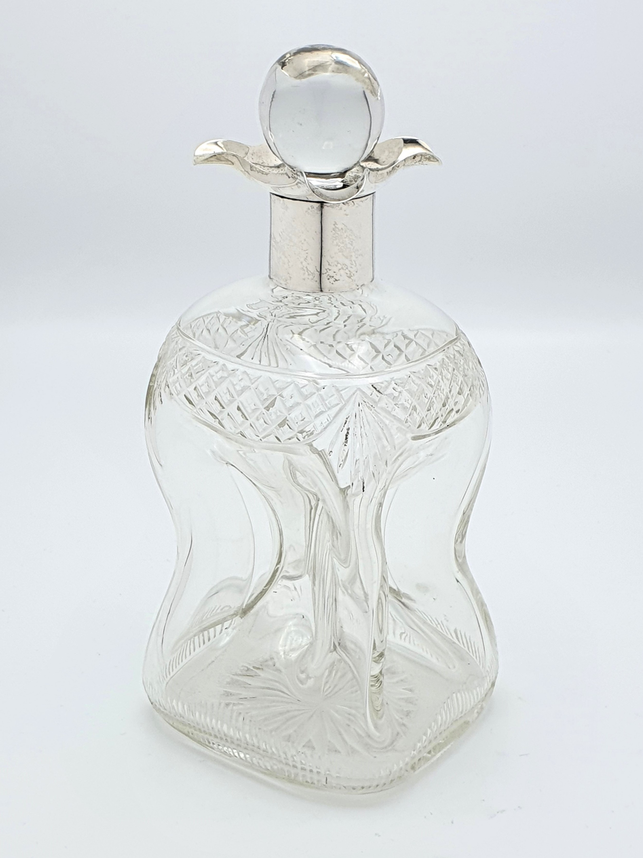 Super Edwardian silver topped glug glug decanter – Chester 1908