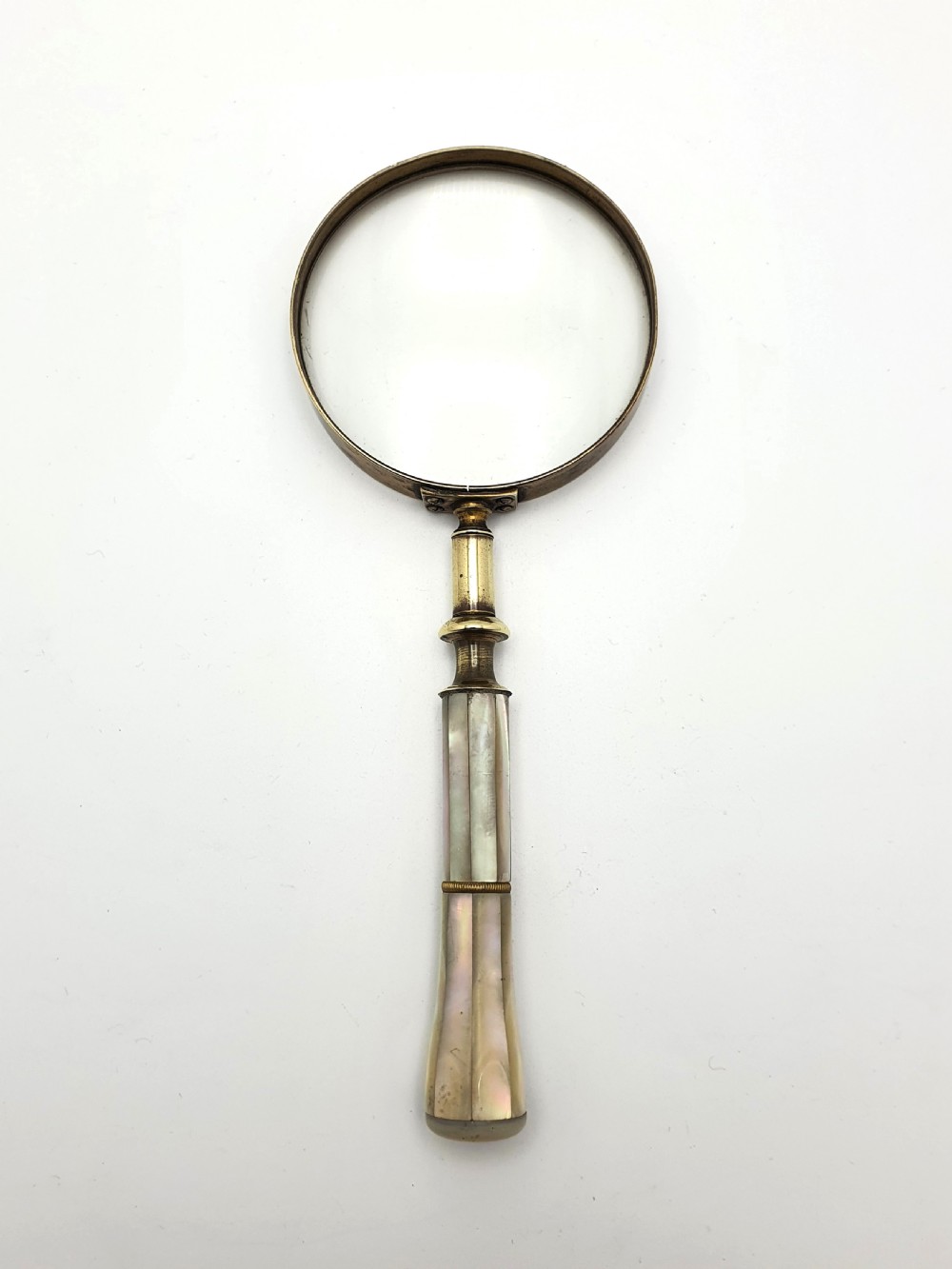 Lovely Large Edwardian Mother of Pearl and Brass Magnifying Glass – circa 1905 View II