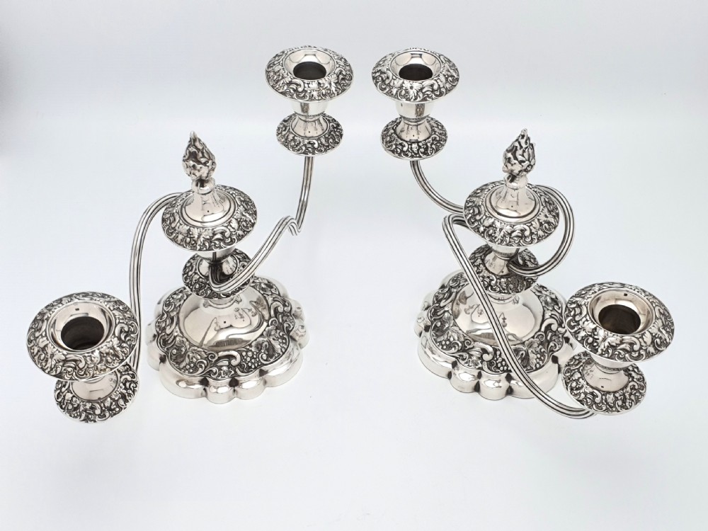 Fabulous Pair of Edwardian Low Candelabras – circa 1905 View II