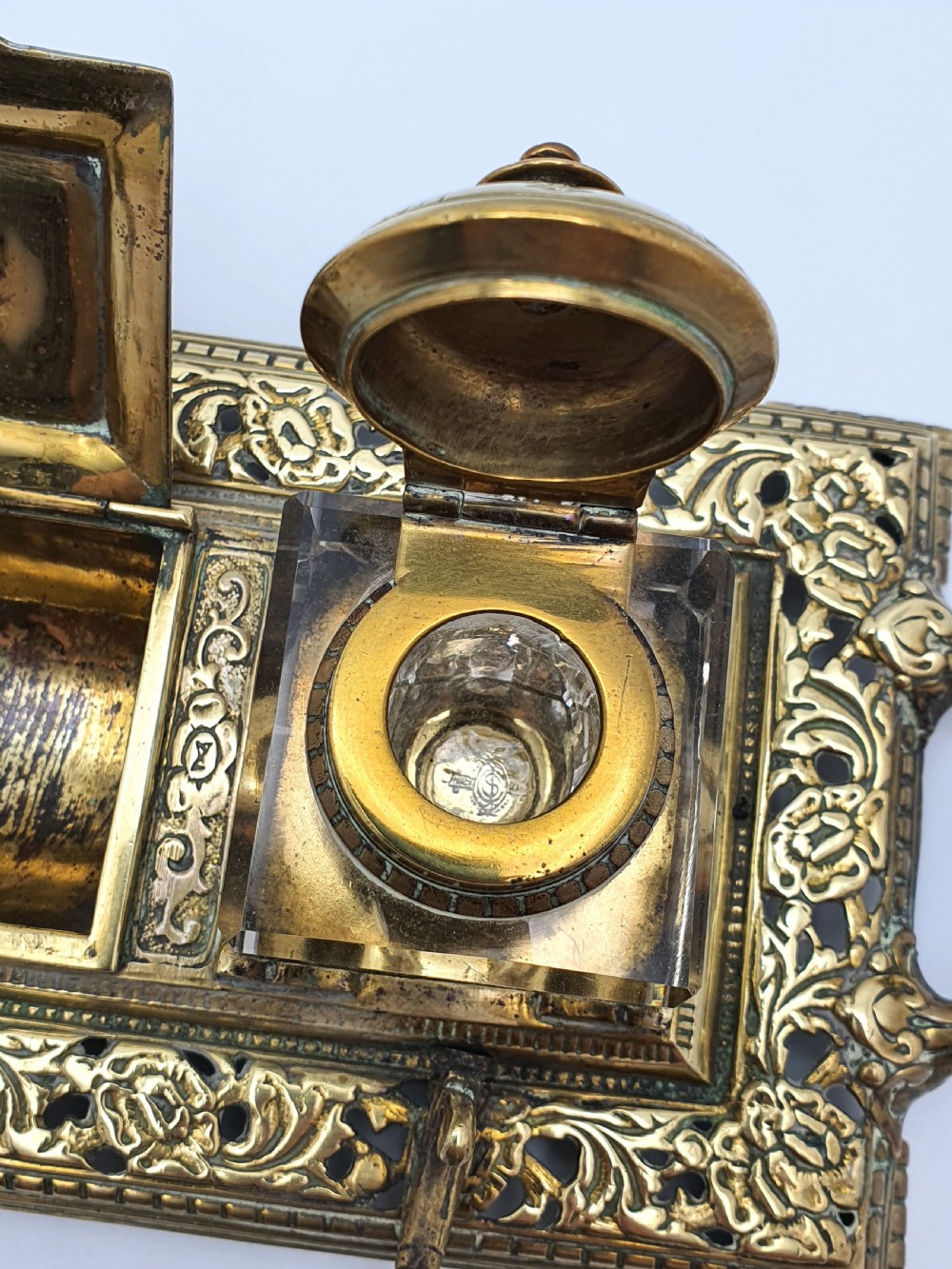 Splendid English Antique Brass Inkstand – circa 1890 View IV