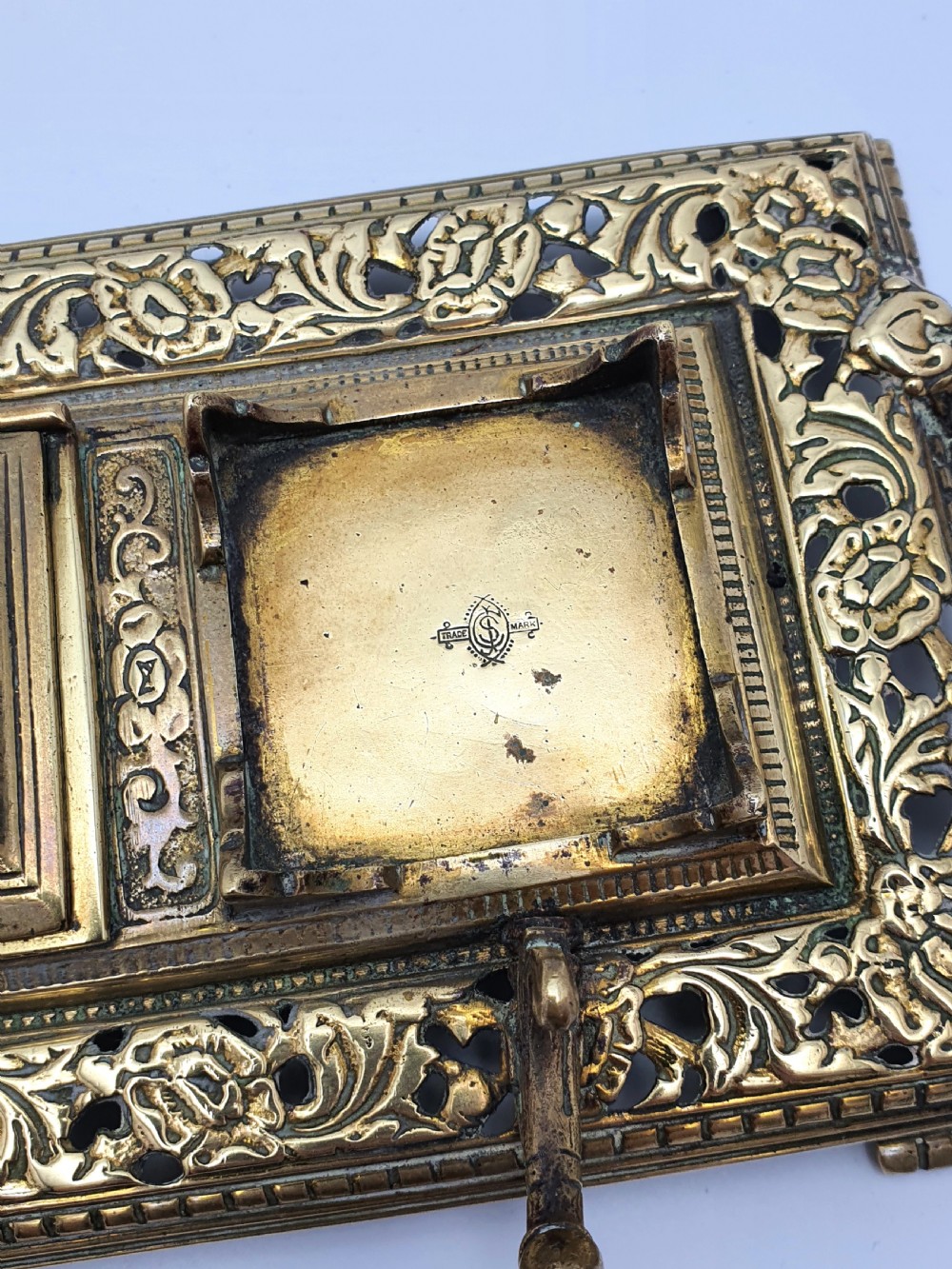 Splendid English Antique Brass Inkstand – circa 1890 View VII