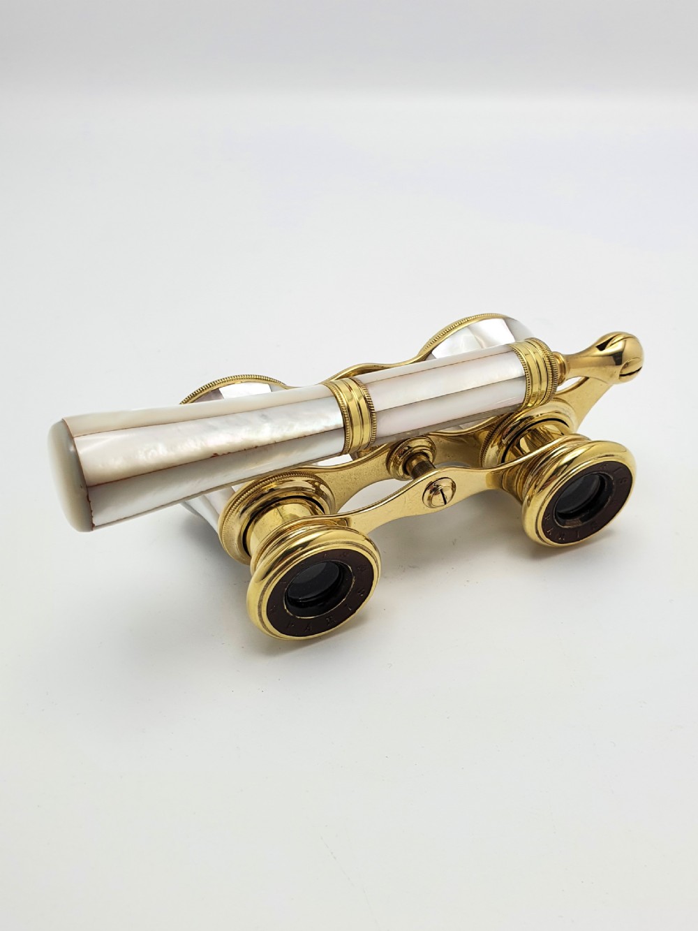Beautiful French Mother of Pearl and Brass Opera Glasses - circa 1900 View II