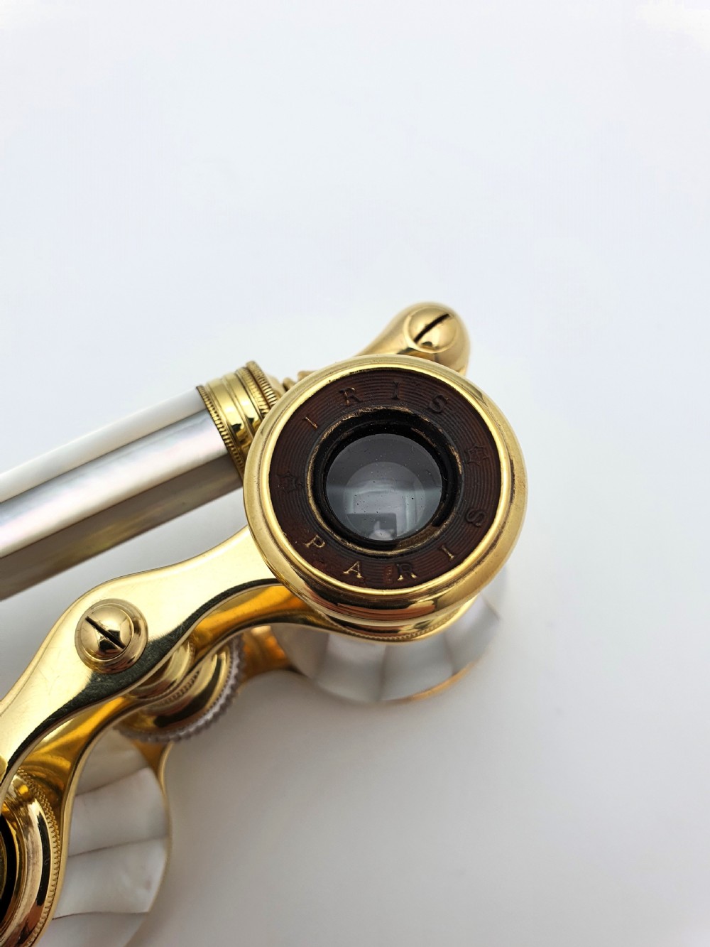 Beautiful French Mother of Pearl and Brass Opera Glasses - circa 1900 View IV