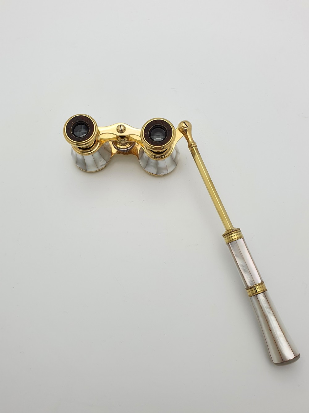 Beautiful French Mother of Pearl and Brass Opera Glasses - circa 1900 View V