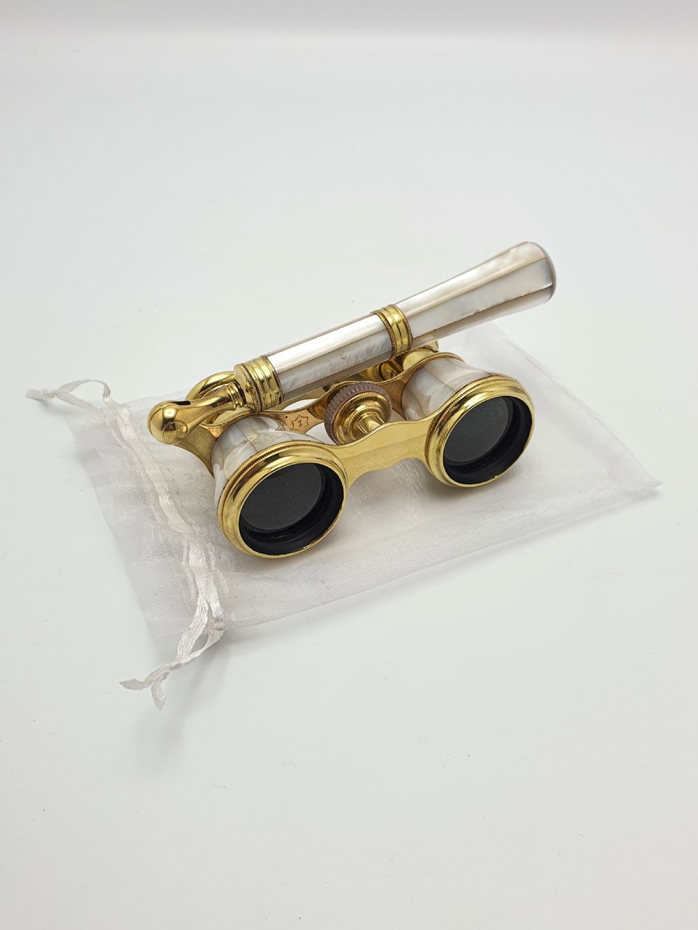 Beautiful French Mother of Pearl and Brass Opera Glasses - circa 1900 View X
