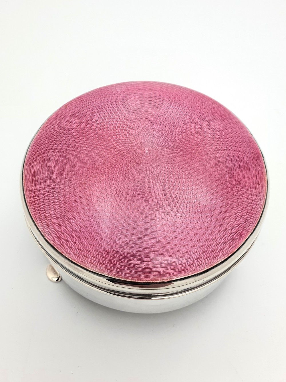 Beautiful Art Deco Silver and Pink Enamelled Jewellery Box - 1926 View IV