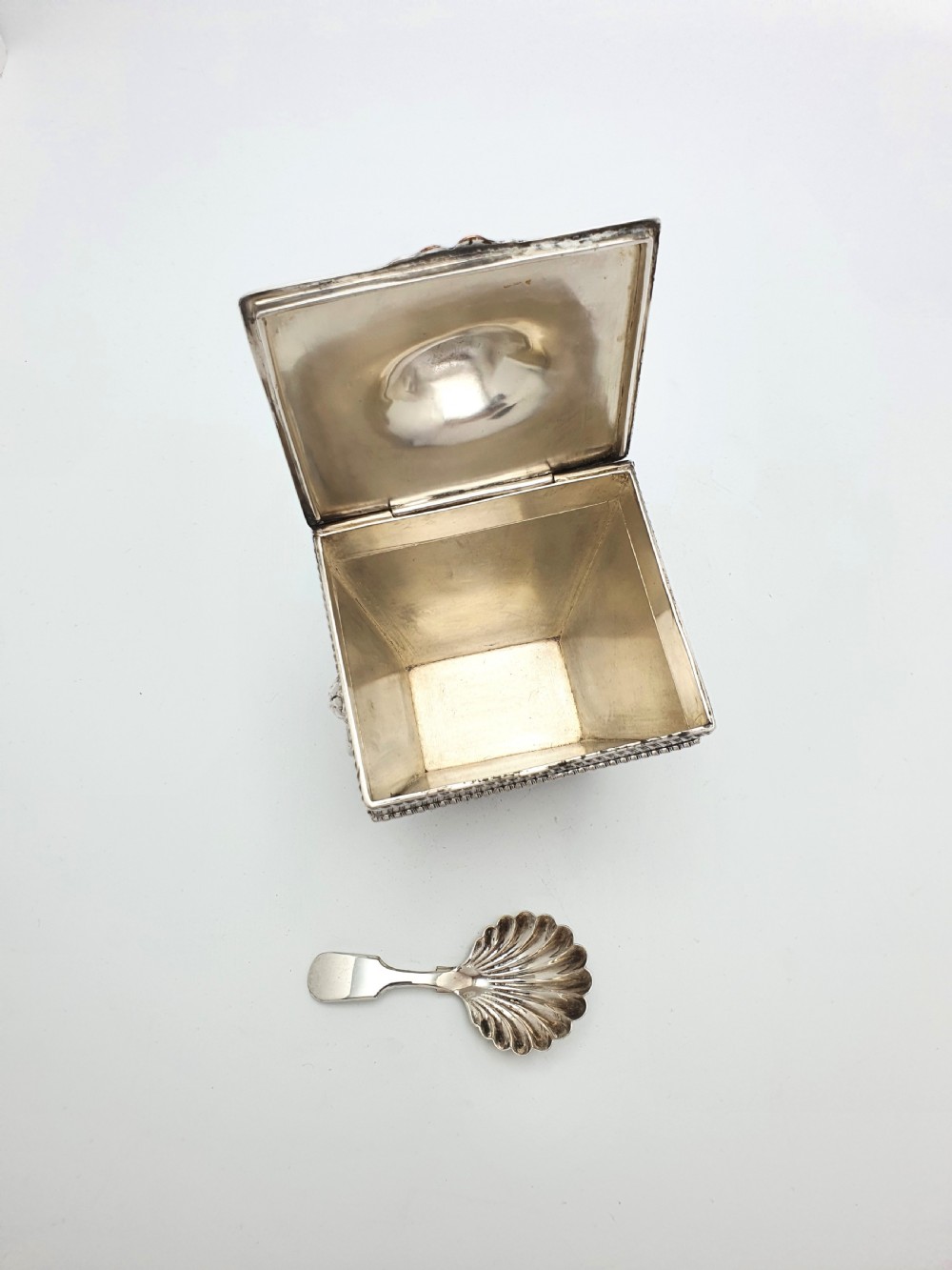 Edwardian Sheffield Silver Plated Tea Caddy and Spoon – circa 1905 View II