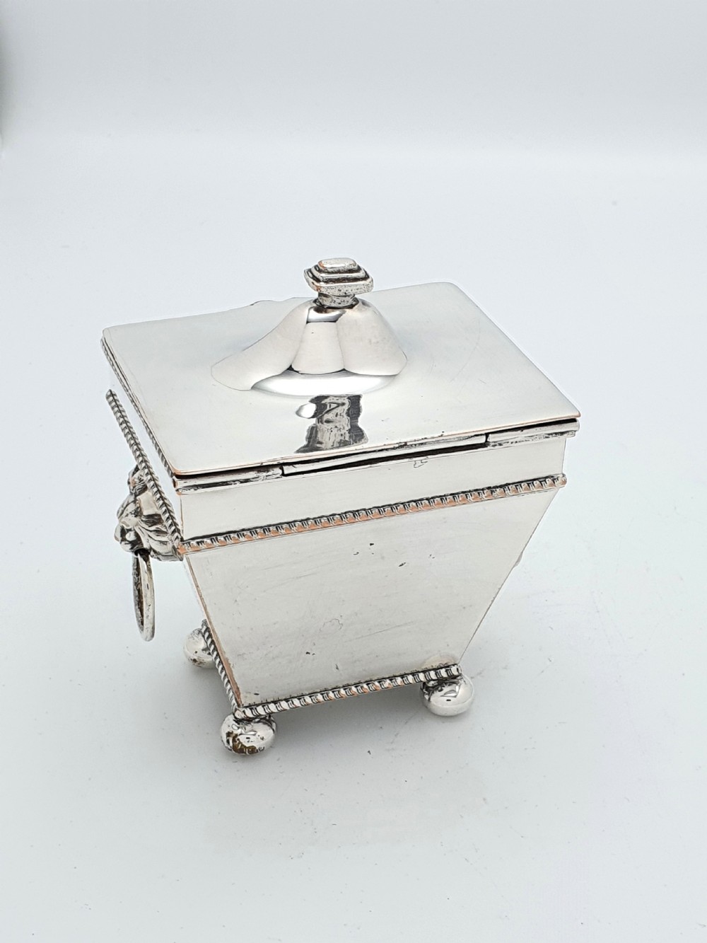Edwardian Sheffield Silver Plated Tea Caddy and Spoon – circa 1905 View III