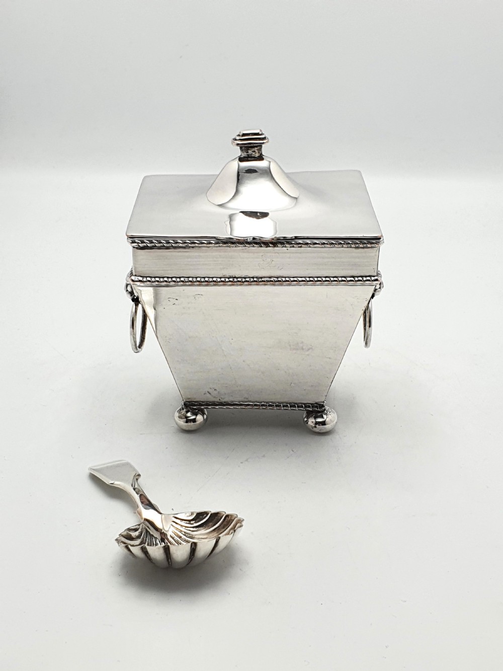 Edwardian Sheffield Silver Plated Tea Caddy and Spoon – circa 1905 View V