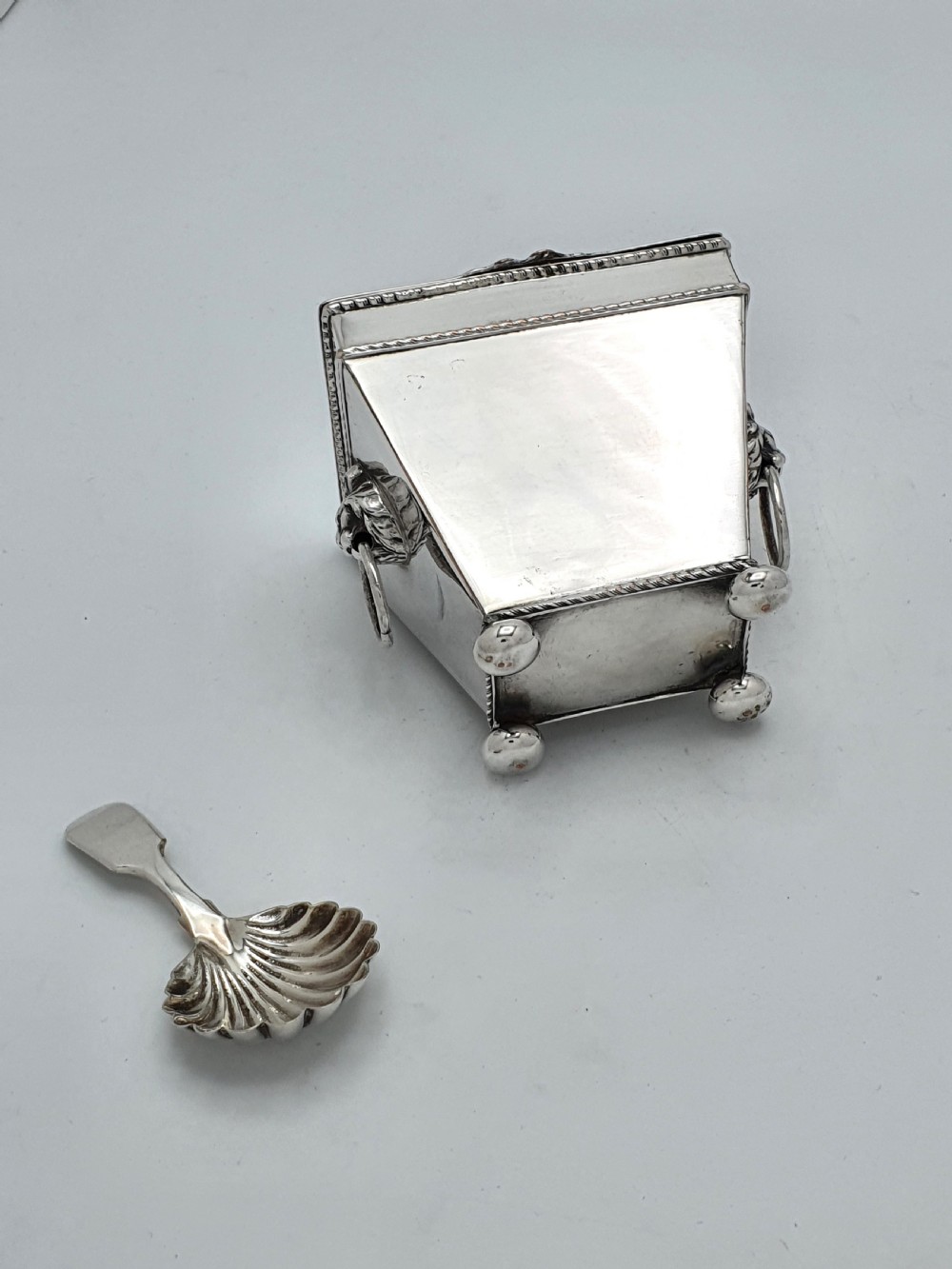 Edwardian Sheffield Silver Plated Tea Caddy and Spoon – circa 1905 View VI