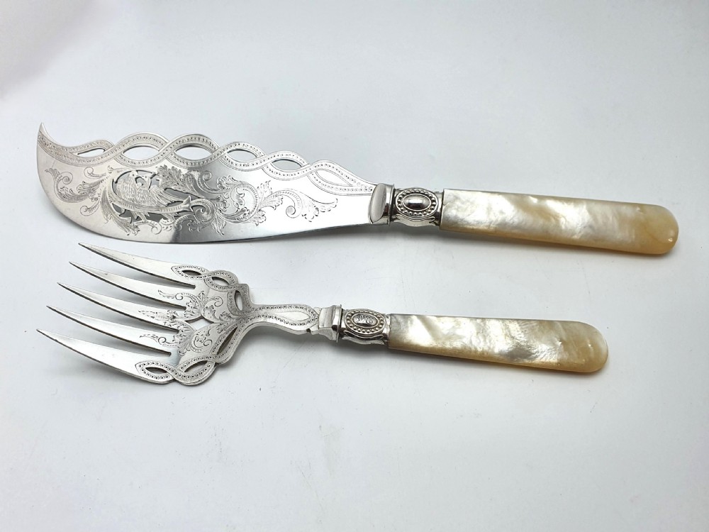 Stunning Pair of Victorian Fish Servers – circa 1880 View II