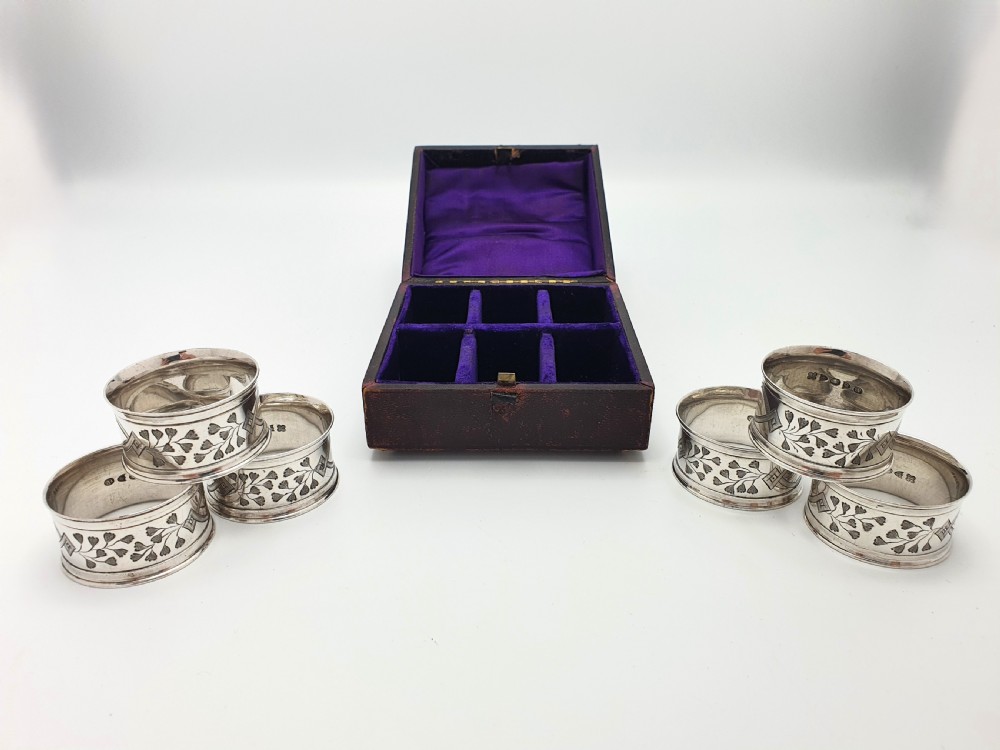 Nice Cased Set of Six Edwardian Napkin Rings – circa 1890 View II