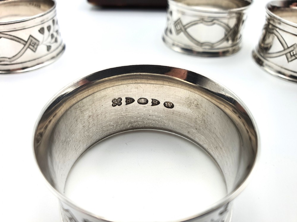 Nice Cased Set of Six Edwardian Napkin Rings – circa 1890 View V
