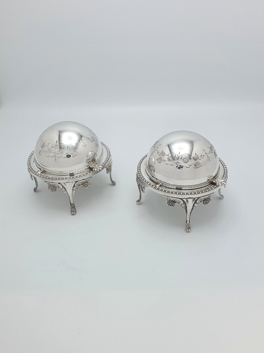 Fabulous Pair of Silver-Plated Caviar/Butter Dishes – circa 1960