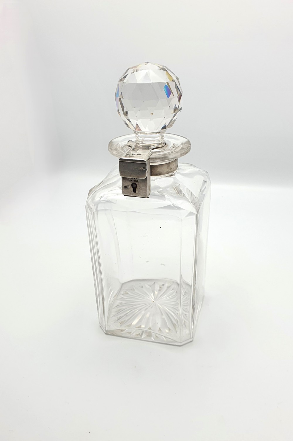 Stunning Antique Edwardian Silver and Cut-Crystal Locking Decanter - 1907